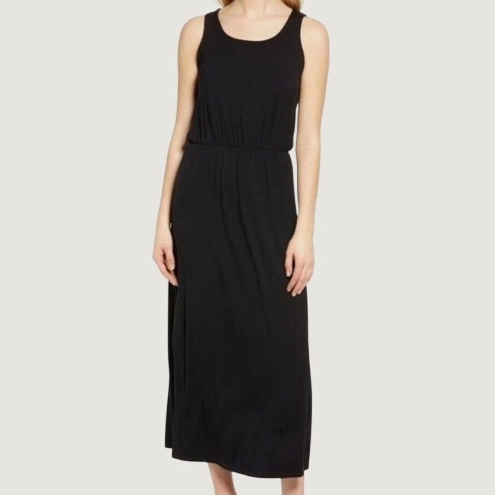 Caslon Nordstrom Sleeveless Jersey Maxi Dress Womens XS Black Lightweight NWOT